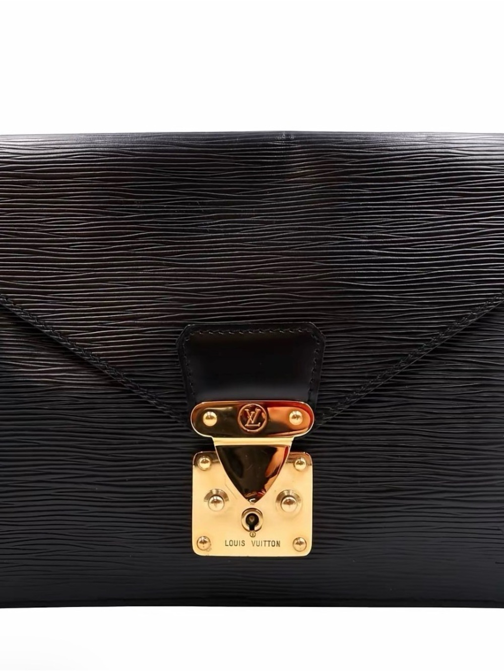 Louis Vuitton Black Epi Leather Envelope Clutch with Gold Lock